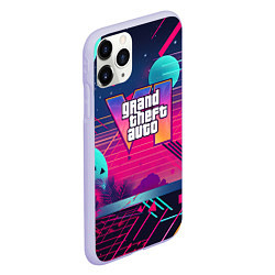 Чехол iPhone 11 Pro матовый GTA 6 логотип и абстракция, цвет: 3D-светло-сиреневый — фото 2