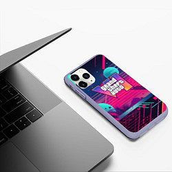 Чехол iPhone 11 Pro матовый GTA 6 логотип и абстракция, цвет: 3D-светло-сиреневый — фото 2