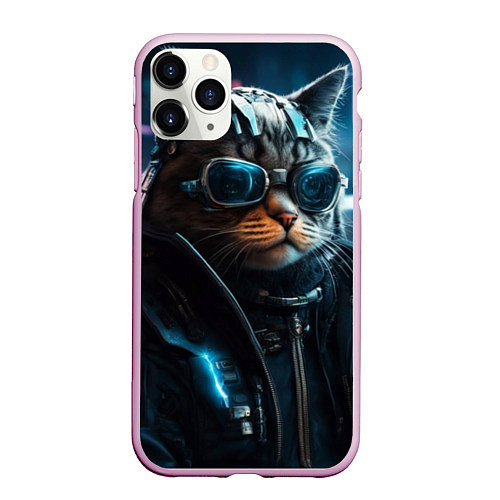 Чехол iPhone 11 Pro матовый Крутой кот от ai / 3D-Розовый – фото 1