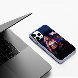 Чехол iPhone 11 Pro матовый GTA 6 девушка у машины, цвет: 3D-светло-сиреневый — фото 2