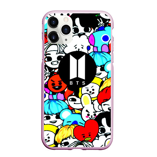 Чехол iPhone 11 Pro матовый Bangtan Boys logo band / 3D-Розовый – фото 1