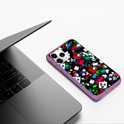 Чехол iPhone 11 Pro матовый Geometry dash alllogo, цвет: 3D-фиолетовый — фото 2