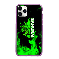 Чехол iPhone 11 Pro матовый Samurai green fire toxic