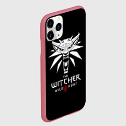 Чехол iPhone 11 Pro матовый The Witcher белое лого гейм, цвет: 3D-малиновый — фото 2