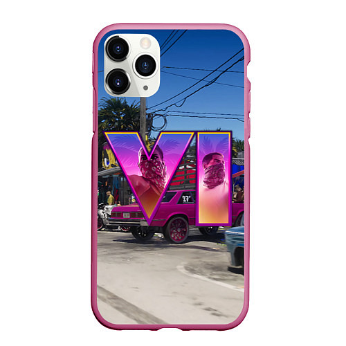 Чехол iPhone 11 Pro матовый GTA 6 low ride / 3D-Малиновый – фото 1