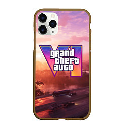 Чехол iPhone 11 Pro матовый GTA 6 Vice, цвет: 3D-коричневый