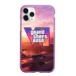 Чехол iPhone 11 Pro матовый GTA 6 Vice, цвет: 3D-фиолетовый