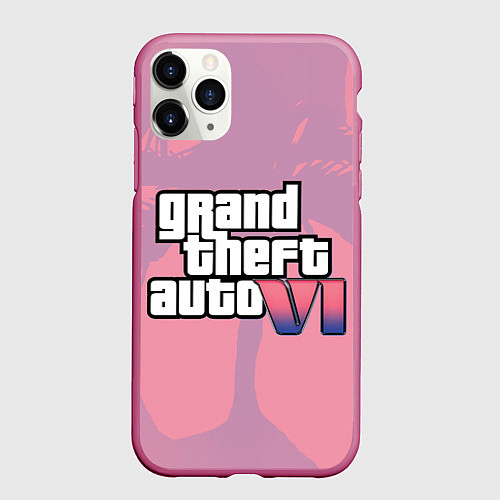 Чехол iPhone 11 Pro матовый GTA 6 pink / 3D-Малиновый – фото 1