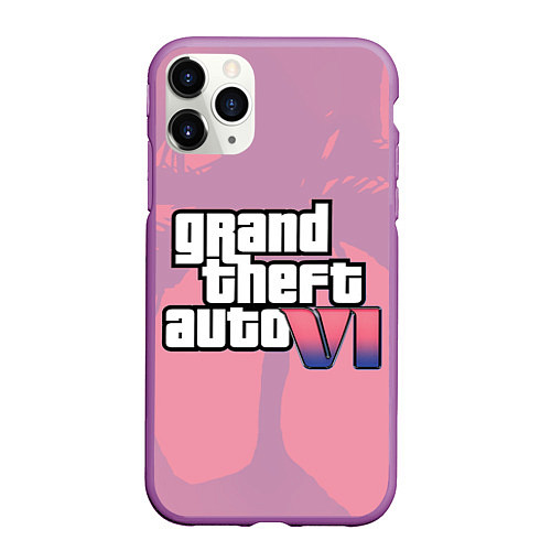 Чехол iPhone 11 Pro матовый GTA 6 pink / 3D-Фиолетовый – фото 1