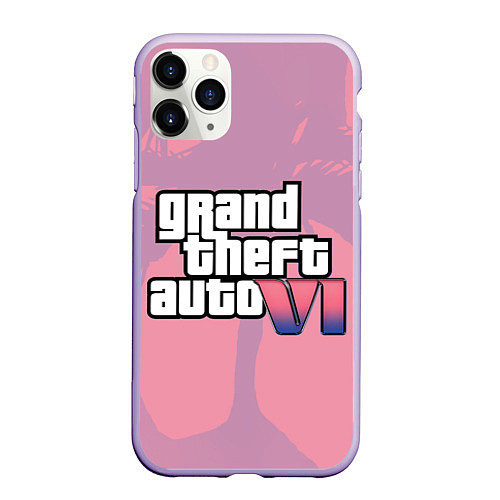 Чехол iPhone 11 Pro матовый GTA 6 pink / 3D-Светло-сиреневый – фото 1