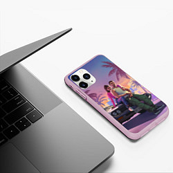 Чехол iPhone 11 Pro матовый GTA 6 Люсия и Джейсен, цвет: 3D-розовый — фото 2