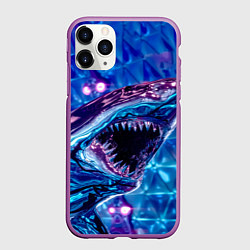 Чехол iPhone 11 Pro матовый Фиолетовая акула