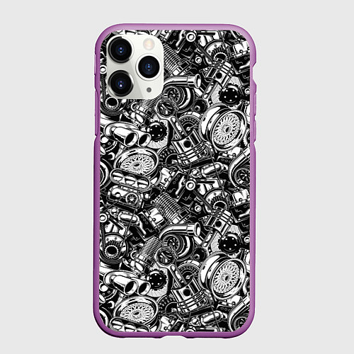 Чехол iPhone 11 Pro матовый Автотюнинг - запчасти / 3D-Фиолетовый – фото 1