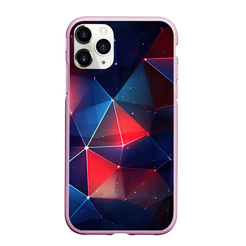 Чехол iPhone 11 Pro матовый Синяя геометрическая абстракция / 3D-Розовый – фото 1