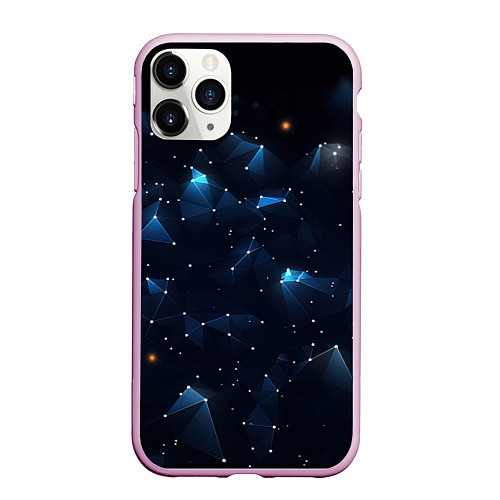 Чехол iPhone 11 Pro матовый Синяя геометрическая абстракция / 3D-Розовый – фото 1
