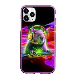 Чехол iPhone 11 Pro матовый Capybara is an avid gamer, цвет: 3D-фиолетовый