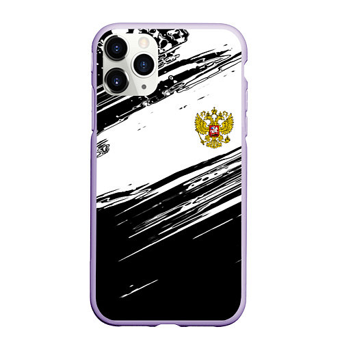 Чехол iPhone 11 Pro матовый Герб РФ спортивные краски / 3D-Светло-сиреневый – фото 1