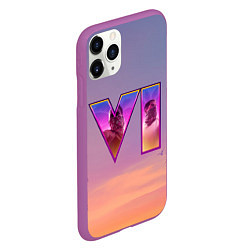 Чехол iPhone 11 Pro матовый GTA 6 Palms, цвет: 3D-фиолетовый — фото 2