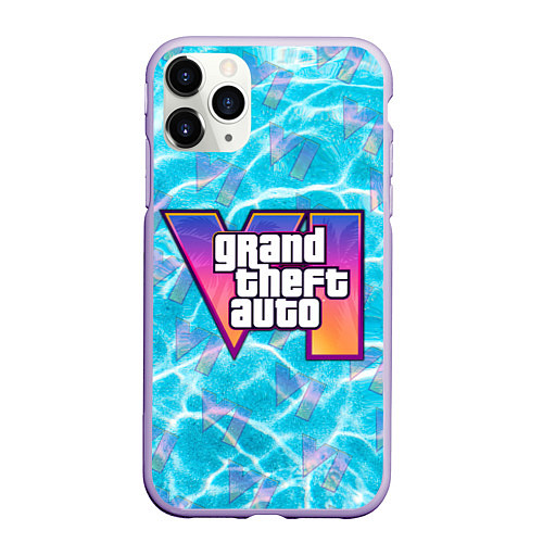 Чехол iPhone 11 Pro матовый GTA 6 басейн / 3D-Светло-сиреневый – фото 1