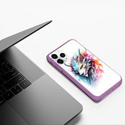 Чехол iPhone 11 Pro матовый Портрет дракона, цвет: 3D-фиолетовый — фото 2