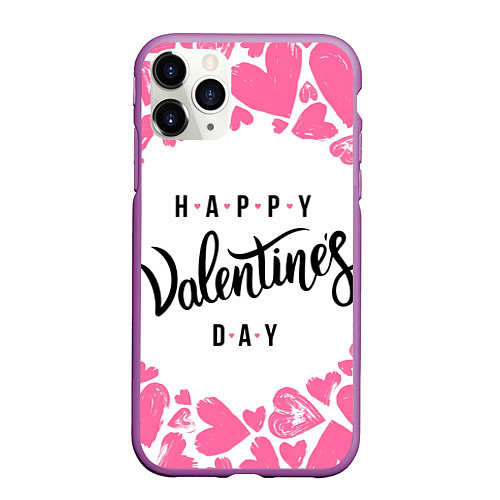 Чехол iPhone 11 Pro матовый Valentines day / 3D-Фиолетовый – фото 1