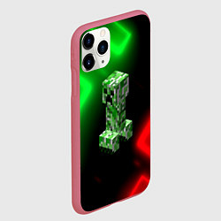 Чехол iPhone 11 Pro матовый Крипер на неоновом фоне абстракция, цвет: 3D-малиновый — фото 2