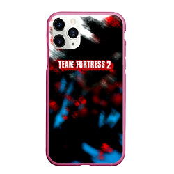 Чехол iPhone 11 Pro матовый Team Fortress 2 краски блюр гейм, цвет: 3D-малиновый