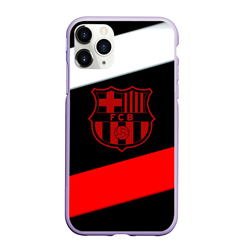 Чехол iPhone 11 Pro матовый Barcelona stripes sport / 3D-Светло-сиреневый – фото 1