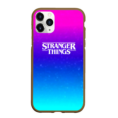 Чехол iPhone 11 Pro матовый Stranger Things gradient colors / 3D-Коричневый – фото 1