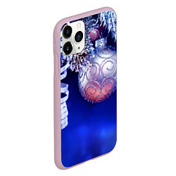 Чехол iPhone 11 Pro матовый Новогодняя елка с шарами, цвет: 3D-розовый — фото 2