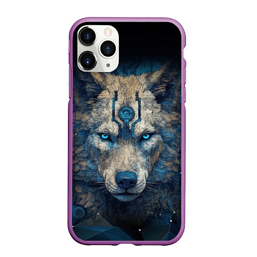 Чехол iPhone 11 Pro матовый Fantasy wolf / 3D-Фиолетовый – фото 1