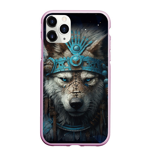 Чехол iPhone 11 Pro матовый Волк индеец / 3D-Розовый – фото 1