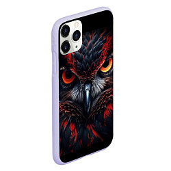 Чехол iPhone 11 Pro матовый Черная сова с красными глазами, цвет: 3D-светло-сиреневый — фото 2