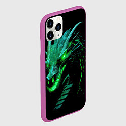 Чехол iPhone 11 Pro матовый Дракон с зеленым свечением, цвет: 3D-фиолетовый — фото 2