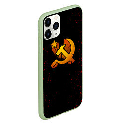 Чехол iPhone 11 Pro матовый Серп и молот СССР краски, цвет: 3D-салатовый — фото 2