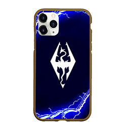 Чехол iPhone 11 Pro матовый Скайрим лого молнии шторм