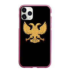 Чехол iPhone 11 Pro матовый Двуглавый орёл символика России, цвет: 3D-малиновый