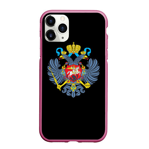 Чехол iPhone 11 Pro матовый Имперская символика России / 3D-Малиновый – фото 1