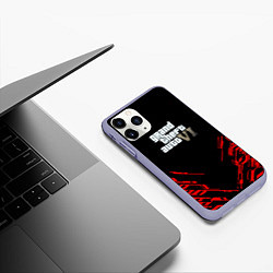 Чехол iPhone 11 Pro матовый GTA6 stripes game, цвет: 3D-светло-сиреневый — фото 2