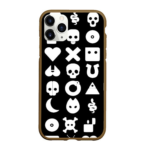 Чехол iPhone 11 Pro матовый Любовь смерть и роботы паттерн / 3D-Коричневый – фото 1