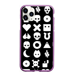 Чехол iPhone 11 Pro матовый Любовь смерть и роботы паттерн, цвет: 3D-фиолетовый