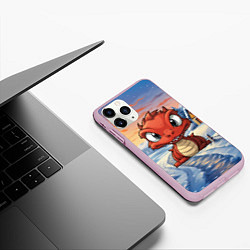 Чехол iPhone 11 Pro матовый Дракон зеленый символ 2024, цвет: 3D-розовый — фото 2