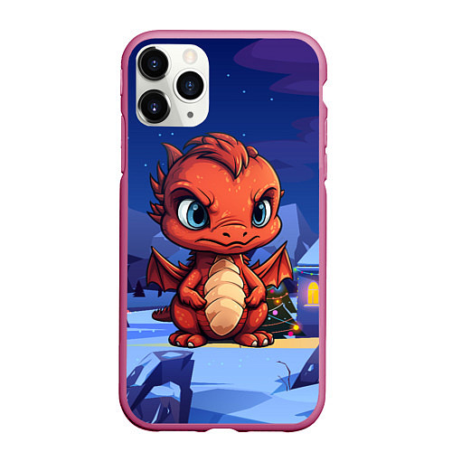 Чехол iPhone 11 Pro матовый Забавный красный дракон 2024 / 3D-Малиновый – фото 1