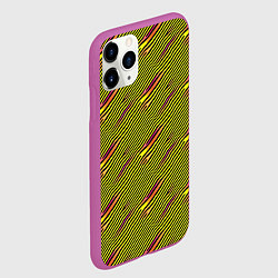 Чехол iPhone 11 Pro матовый Жёлтые и чёрные линии, цвет: 3D-фиолетовый — фото 2