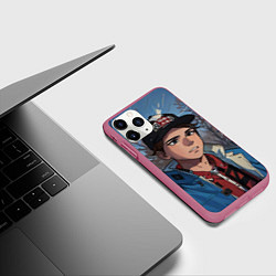 Чехол iPhone 11 Pro матовый Марат аниме арт, цвет: 3D-малиновый — фото 2
