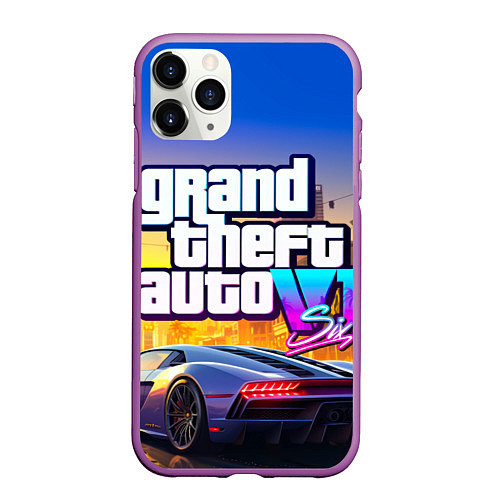 Чехол iPhone 11 Pro матовый Grand theft auto 6 street vice city / 3D-Фиолетовый – фото 1