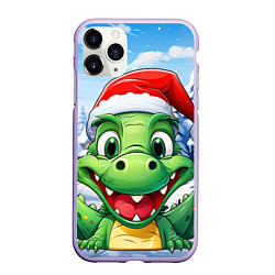 Чехол iPhone 11 Pro матовый Зеленый счастливый дракон новогодний