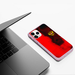 Чехол iPhone 11 Pro матовый Россия герб спорт краски, цвет: 3D-розовый — фото 2