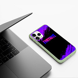 Чехол iPhone 11 Pro матовый Fortnite epic games neon, цвет: 3D-салатовый — фото 2
