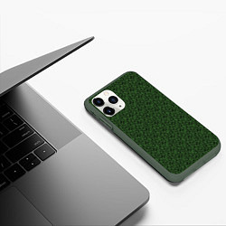Чехол iPhone 11 Pro матовый Тёмно-зелёный паттерн, цвет: 3D-темно-зеленый — фото 2